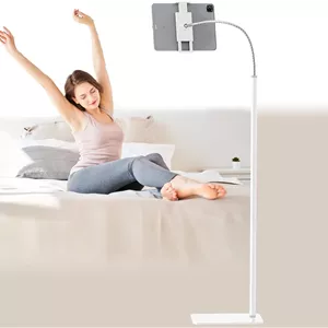 پایه نگهدارنده تبلت با گردن غازی انعطاف پذیر و پایه پایدار، سازگار با تبلت و تلفن های همراه (3.5''-9.7'')، سفید