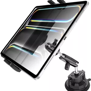 نگهدارنده تبلت Charchendo برای داشبورد و شیشه جلوی خودرو، کامیون و SUV، پایه نگهدارنده تبلت و گوشی با مکنده قوی و بازوی فلزی 7.5 اینچی با قابلیت چرخش 360 درجه، مناسب برای آیپد پرو 13/12.9/Air/Mini، گلکسی زد فولد و دستگاه های 4-13 اینچی