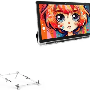 پایه و نگهدارنده باکس ویو سازگار با Simbans PicassoTab X14 (14.1 اینچ) - پایه آلومینیومی جیبی 3 در 1، پایه قابل حمل با قابلیت تنظیم زاویه دید چندگانه - نقره ای متالیک