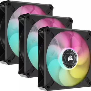 فن ممتاز PWM کرسیر iCUE ML120 RGB Elite، سایز 120 میلی‌متر، فن شناور مغناطیسی، سرعت 450-2000 دور در دقیقه، سطح صدا 10-30.4dBA، کیت فن سه‌تایی مشکی، همراه با iCUE Lighting Node Core، مشکی | CO-9050113-WW