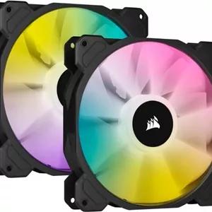 کیت فن دوگانه Corsair iCUE SP140، عملکرد RGB ELITE، 140mm PWM، به همراه Lighting Node CORE | CO-9050111-WW