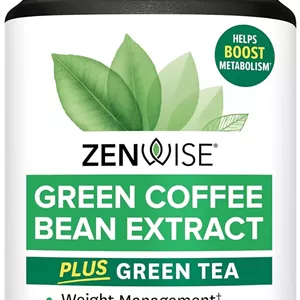 کپسول های عصاره چای سبز EGCG Zenwise Health با عصاره دانه قهوه - مکمل 50% EGCG98% پلی فنول - قرص های چای سبز برای حمایت از پوست و قلبسلامت مغز و تقویت حافظه - 60 عدد
