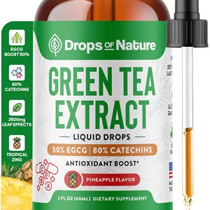 عصاره چای سبز 10:1 با 50% EGCG - قطره های مایع چای سبز - وگان، 4 برابر قوی تر از قرص ها و کپسول ها - مکمل آنتی اکسیدان و تقویت کننده سیستم ایمنی - 2 اونس - پشتیبانی از پوست، قلب، سلامت مغز و تقویت حافظه