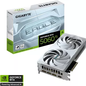 کارت گرافیک GIGABYTE GeForce RTX 5060 Ti EAGLE OC ICE، با 8 گیگابایت حافظه GDDR7 128 بیتی، فرکانس هسته 2617 مگاهرتز، سرعت حافظه 28 گیگابیت بر ثانیه، PCI Express 5.0، سفید | GV-N506TEAGLEOC ICE-8GD