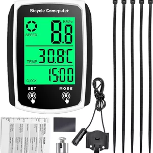 کامپیوتر دوچرخه، دارای 19 عملکرد، ضد آب IP54، سرعت سنج و مسافت سنج GPS، کامپیوتر دوچرخه سواری سیمی با صفحه لمسی LCD با نور پس زمینه، سرعت سنج دوچرخه جهانی