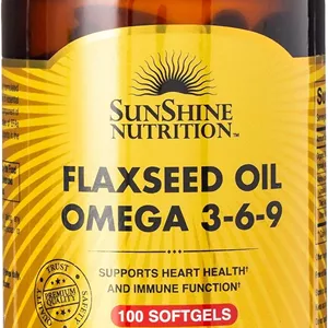 روغن تخم کتان سان شاین نوتریشن امگا 3-6-9، 100 سافت ژل | پشتیبانی از سلامت قلب و عملکرد سیستم ایمنی | بدون گلوتن