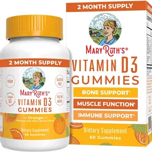 پاستیل ویتامین D3 گیاهی کودکان MaryRuth Organics (بر پایه گیاه) | تامین 2 ماهه | ساخته شده از گلسنگ، غیر تراریخته، مناسب رژیم پالئو، وگان، بدون گلوتن برای کودکان | 1000 واحد بین المللی ویتامین D3 | 60 عدد
