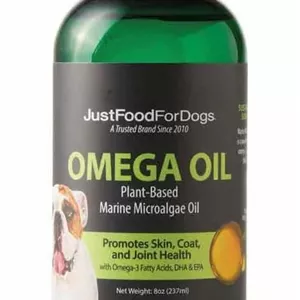 روغن امگا پلاس JustFoodForDogs، مکمل امگا 3 برای سگ ها، پشتیبانی از پوست و مو، سلامت مفاصل، EPA و DHA از روغن جلبک، پایدار و سازگار با محیط زیست - 236 میلی لیتر