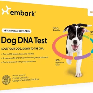 کیت تشخیص نژاد سگ امبارک - دقیق ترین کیت تست DNA سگ - دقت 99٪ در تشخیص نژاد سگ های میکس - به همراه قابلیت یافتن اقوام و شجره نامه خانوادگی