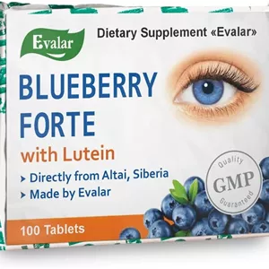 مکمل مواد معدنی زینک و ویتامین های بلوبری فورته همراه با لوتئین Evalar، 100 قرص