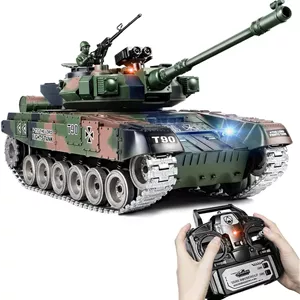 تانک کنترلی، مدل تانک ارتشی فلزی آلیاژی RUS T-90 در مقیاس 1:18، تانک نظامی 2.4 گیگاهرتزی با دود، صدا و چراغ، وسیله نقلیه کنترلی که گلوله و بمب آبی شلیک می کند برای بزرگسالان و کودکان