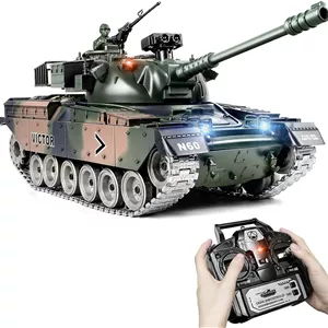 تانک کنترلی، مدل اسباب بازی تانک ارتشی فلزی آلیاژی M60 ایالات متحده در مقیاس 1:18، ماشین کنترلی 2.4 گیگاهرتزی با دود، صدا و چراغ های واقعی، تانک نظامی که تیر و بمب آبی شلیک می کند برای بزرگسالان و کودکان