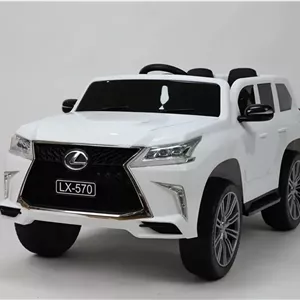 ماشین بازی کودکانه دورسا مدل لکسوس LX570 با باتری 12 ولت، موزیک، صدا و نور | صندلی چرمی، لاستیک پلاستیکی، مناسب برای رنج سنی 2 تا 8 سال (سفید)