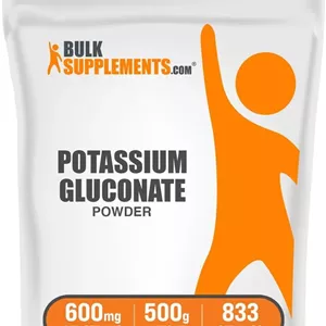 پودر گلوکونات پتاسیم BulkSupplements.com - مکمل پتاسیم، مکمل معدنی - بدون گلوتن، 600 میلی گرم در هر وعده، 500 گرم (1.1 پوند) (بسته 1 عددی)