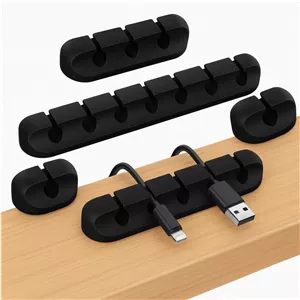 بسته 5 عددی گیره کابل خودچسب، نگهدارنده سیم و کابل مشکی برای میز، شارژر، کامپیوتر و مدیریت کابل تلویزیون (1، 1، 3، 5، 7 شکاف)