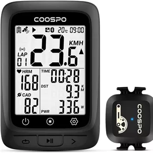 کامپیوتر دوچرخه سواری GPS کوسپو BC107 Ant / BLE5.0، کامپیوتر دوچرخه بی سیم ضد آب IP67 با صفحه نمایش 2.4 اینچی با نور پس زمینه