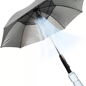 چتر آفتابی Cryfokt با فن و اسپری، چتر مسافرتی 3 در 1 با قابلیت جلوگیری از اشعه ماوراء بنفش، چتر آفتاب و باران سبک وزن چند منظوره برای گرما، خنک کننده، تابستان، ساحل، ورزش