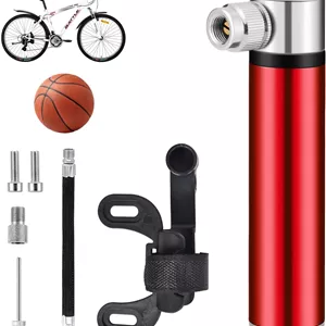 تلمبه باد کوچک دوچرخه، تلمبه مینی قابل حمل دوچرخه با فشار بالا 120 PSI، تلمبه آلومینیومی سبک وزن به همراه پایه نصب روی بدنه برای دوچرخه های کورسی، کوهستانی و توپ فوتبال