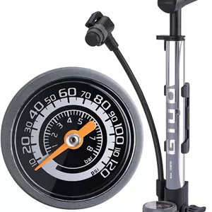 تلمبه مینی دوچرخه با درجه - تلمبه باد لاستیک دوچرخه قابل حمل - تلمبه هوای دوچرخه 120 PSI مناسب برای والف های پرستا، شرادر و دانلوپ - تلمبه دوچرخه جاده و MTB همراه با براکت نصب