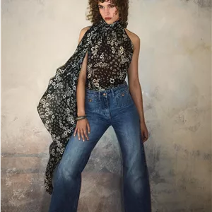 تاپ ابریشمی یقه هالتر KATE MOSS X ZARA