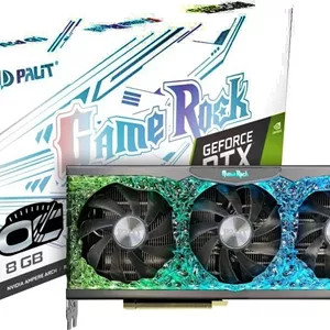 کارت گرافیک Palit GeForce RTX 3070 GameRock 8GB OC، با سرعت 14 گیگابیت بر ثانیه، GDDR6، 256 بیت، اسلات PCI Express 4.0 x16، کارت گرافیک گیمینگ (LHR) | NE63070H19P2-1040G