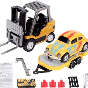 لیفتراک کنترلی مقیاس 1:64 با نور و صدا، ماشین ساخت و ساز مینی آلیاژی RC با فرکانس 2.4 گیگاهرتز، پشتیبانی از کنترل دوگانه، مناسب برای بازی در داخل و خارج از خانه (زرد خاکی)