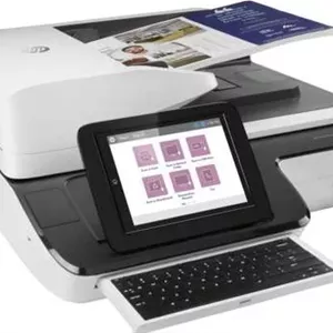 اسکنر اسناد HP L2763A ScanJet Enterprise Flow N9120 fn2 با رزولوشن 600 DPI، سرعت اسکن تا 120 صفحه در دقیقه / 240 تصویر در دقیقه، صفحه لمسی 8 اینچی و صفحه کلید کشویی، 2000 صفحه، اسکن PDF/JPEG/TIFF/HTML/PNG، USB 2.0/ETH، سفید | L2763A