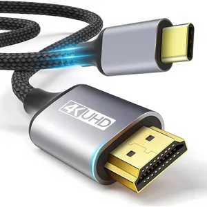 کابل USB C به HDTV، طول 182.88 سانتی متر، کابل USB 3.1 Type-C به HDTV با سرعت بالا 4K، سازگار با Thunderbolt 3/4، MacBook Pro/Air، S8، iPhone 15/16، iPad Pro، iMac، Surface، 2 متر، خاکستری
