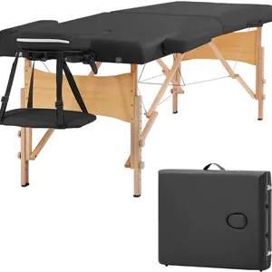 تخت ماساژ قابل حمل BestMassage، عرض 71 سانتی متر، تخت مژه با قابلیت تنظیم ارتفاع، میز تاشو 2 قسمتی اسپا به همراه کیف پارچه ای برای ماساژ پا، مراقبت از صورت و تتو