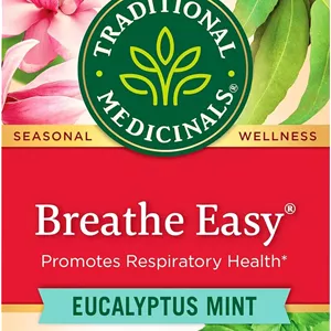 دمنوش گیاهی تنفسی ارگانیک Traditional Medicinals | 16 کیسه چای | اکالیپتوس نعناع | تقویت کننده سلامت تنفسی | بدون کافئین