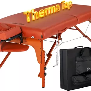 تخت ماساژ قابل حمل MASTER Santana Therma Top 31 اینچی قرمز با کیف حمل رایگان، تخت تاشو سبک وزن اسپا، 78 سانتی متر (عرض) x 184 سانتی متر (طول) x ارتفاع 60 سانتی متر قابل تنظیم تا 84 سانتی متر، وزن 17 کیلوگرم