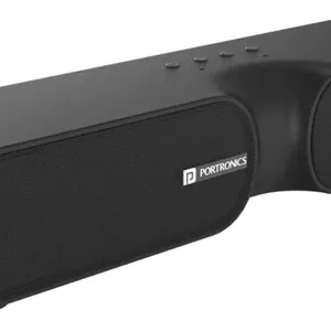 پورتronics Decibel 20 ساندبار بلوتوثی، AUX و USB با توان 16 وات، مشکی