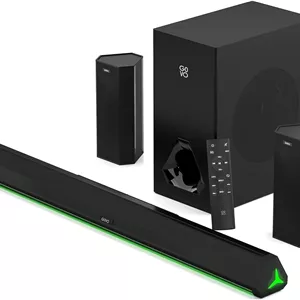 سیستم صوتی خانگی 5.1 کاناله GOVO GOSURROUND 950 | نوار صوتی 280 وات | دارای ساب ووفر 6.5 اینچی | دارای دو ماهواره پشتی، HDMI، AUX، USB و بلوتوث، 5 حالت اکولایزر، ریموت کنترل شیک و نمایشگر LED (مشکی پلاتینی)
