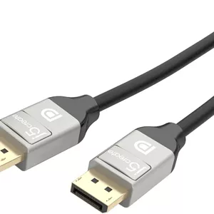 کابل DisplayPort 4K مدل JDC42، رابط DP نر به DP نر، پشتیبانی از رزولوشن تا 4K x 2K @ 60Hz، نرخ انتقال داده 21.6 گیگابیت بر ثانیه، پشتیبانی از High Bit Rate 2 (HBR2)، طول کابل 1.8 متر، مشکی