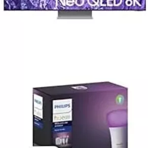 تلویزیون هوشمند سامسونگ Neo QLED 8K، ۶۵ اینچ، مشکی تیتانیومی، مدل ۲۰۲۳، Dolby Atmos، QA65QN700CUXZN (مدل ۲۰۲۳) به همراه کیت استارتر لامپ هوشمند LED Philips Hue Ambiance (شامل ۳ لامپ و Bridge)