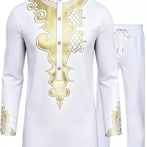 کت و شلوار مردانه مدل Dashiki چاپ متالیک