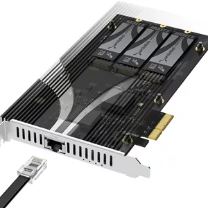 کارت توسعه سابRENT PCIe 3.0 x4 با اترنت 10GbE و 3 اسلات M.2 NVMe SSD، هیت سینک آلومینیومی بدون نیاز به ابزار، پشتیبانی از 2230/2242/2260/2280، بدون نیاز به بایفورکیشن، سازگار با NAS/Server/PC (EC-PM2L)