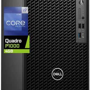 کامپیوتر رومیزی Dell Optiplex Plus، پردازنده Intel i9-12900K، رم 64 گیگابایت، حافظه SSD NVMe PCIe 4 ترابایت، کارت گرافیک Nvidia Quadro P1000 4GB، دارای 4 پورت Mini-DisplayPort، HDMI، Wi-Fi، BT، USB C، ویندوز 11 پرو، کیس مشکی