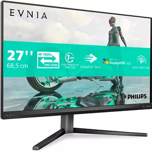 مانیتور گیمینگ 27 اینچی Philips Evnia 27M2N3800A Ultra HD، 160 هرتز، 0.5 میلی‌ثانیه MPRT، HDR400، سازگار با G-Sync (2x HDMI 2.1، 1x DisplayPort 1.4، هاب USB) مشکی خاکستری