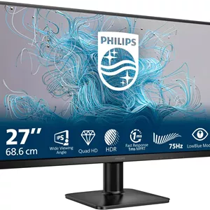 مانیتور 27 اینچی فیلیپس مدل 27E2N1500L، کیفیت QHD، نرخ نوسازی 75 هرتز، پنل IPS، زمان پاسخگویی 1 میلی‌ثانیه MPRT، Adaptive Sync، HDR10، (2560x1440، HDMI 1x1.4، DP 1x 1.4) مشکی