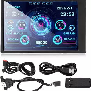 مانیتور قابل حمل، صفحه نمایش مینی IPS USB 3.5 اینچی، نمایشگر دمای سخت افزار CPU، نمایشگر دمای زیر صفحه نوع C برای کیس کامپیوتر