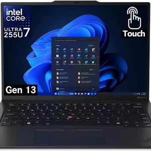 لپ تاپ لمسی لنوو ThinkPad X1 Carbon نسل 13 با پردازنده Intel Ultra 7 255U، صفحه نمایش 14 اینچی WUXGA با پوشش 100% sRGB، رم 32 گیگابایتی DDR5، حافظه SSD پرسرعت 1 ترابایتی NVMe، دوربین FHD  IR  RGB و Windows 11 Pro