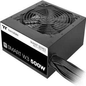 منبع تغذیه 500 وات Thermaltake Smart W3 Series با گواهینامه 80Plus; مشخصات ATX v3.1; فن 120 میلی متری FDB; PS-SPW-0500NNFAWU-1