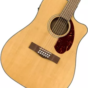 گیتار آکوستیک الکتریک 12 سیم فندر CD-140SCE Dreadnought Cutaway با سیستم پیکاپ و پری امپ Fishman، رنگ طبیعی، به همراه کیف