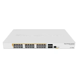 سوئیچ میکروتیک سری CRS328 مدل CRS328-24P-4S-plus-RM، دارای 24 پورت GE PoE و 4 پورت 10G SFP  و منبع تغذیه 500W
