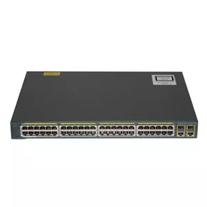 سوییچ سیسکو Catalyst 2960 Plus مدل WS-C2960 48PST-S، دارای 48 پورت 10/100 PoE، دو پورت 1000BT و دو پورت SFP
