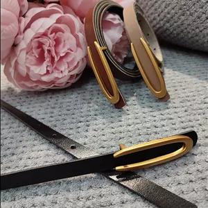 کمربند باریک زنانه با سگک فلزی نعلی شکل (U) عرض ۱.۵ سانتی‌متر