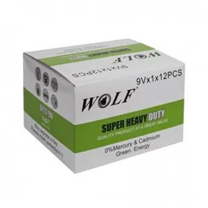باتری کتابی 9 ولت مدل Super Heavy Duty ولف (WOLF) مدل 6F22