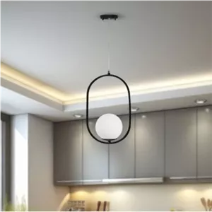لوستر فلزي چشمه نور 1 شعله R1237 مشكي - سفيد