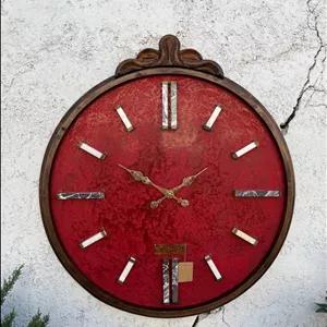 ساعت دیواری چوبی مدل کریستال زرشکی